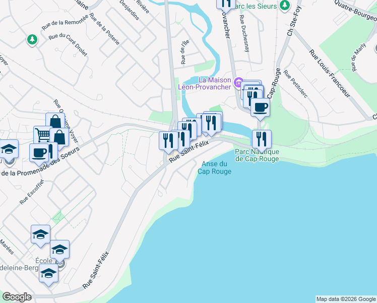 map of restaurants, bars, coffee shops, grocery stores, and more near 4289 Rue Saint-Félix in Québec