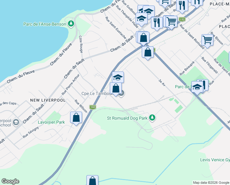 map of restaurants, bars, coffee shops, grocery stores, and more near 1840 1e Rue in Lã©Vis
