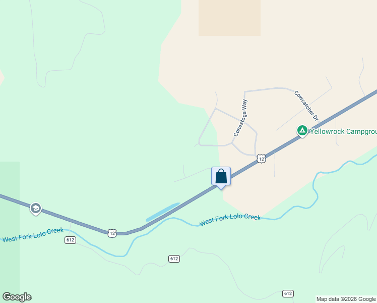 map of restaurants, bars, coffee shops, grocery stores, and more near 10596 Nez Perce Loop in Lolo