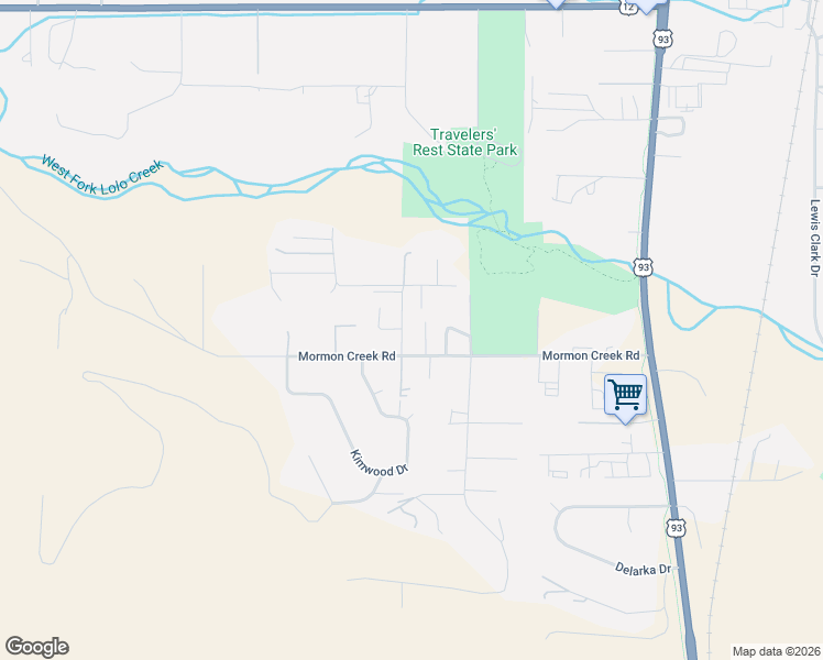 map of restaurants, bars, coffee shops, grocery stores, and more near 6858-6898 Mormon Creek Road in Lolo