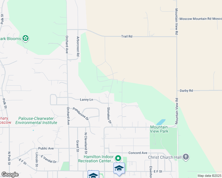 map of restaurants, bars, coffee shops, grocery stores, and more near 1314 Youmans Lane in Moscow