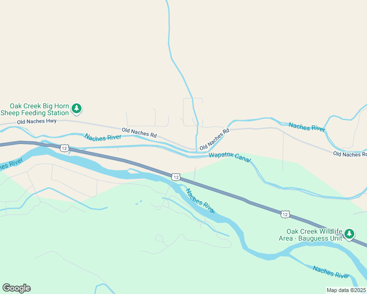 map of restaurants, bars, coffee shops, grocery stores, and more near Old Naches Road in Naches