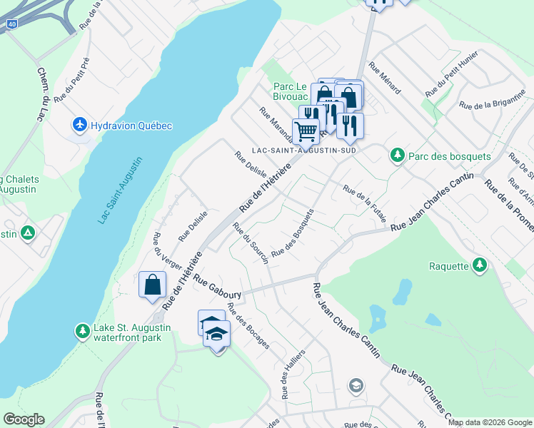 map of restaurants, bars, coffee shops, grocery stores, and more near 4655 Rue de l'Orée in Saint-Augustin-de-Desmaures