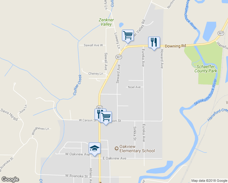 map of restaurants, bars, coffee shops, grocery stores, and more near 115 East Cindy Road in Centralia
