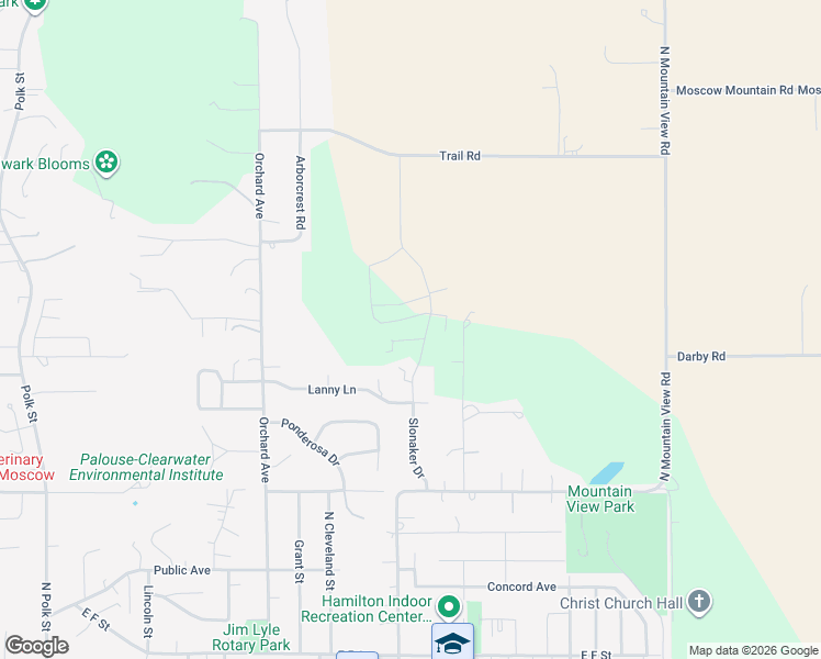 map of restaurants, bars, coffee shops, grocery stores, and more near 1309 Slonaker Drive in Moscow