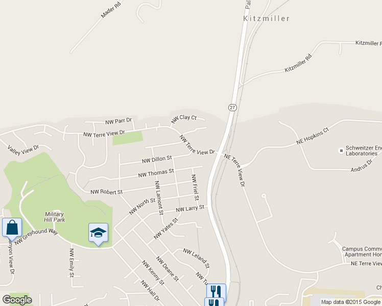 map of restaurants, bars, coffee shops, grocery stores, and more near 115 Northwest Dillon Street in Pullman