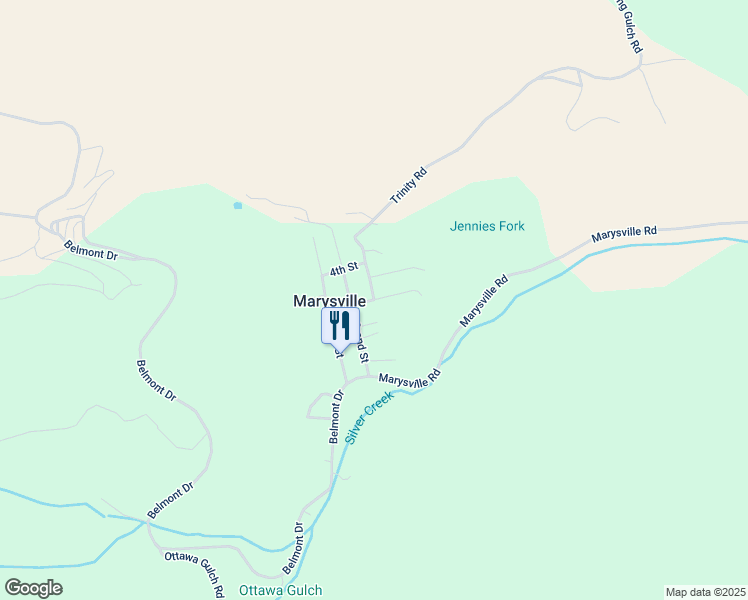 map of restaurants, bars, coffee shops, grocery stores, and more near 3rd Street in Marysville