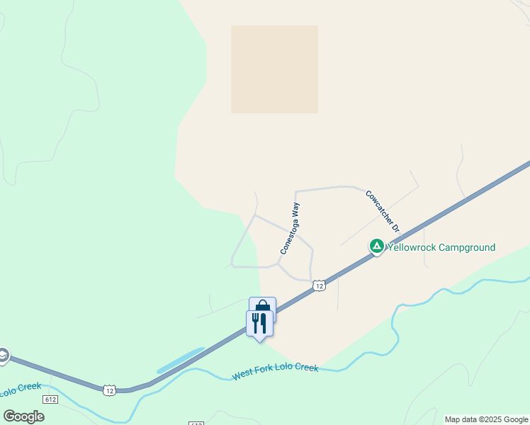 map of restaurants, bars, coffee shops, grocery stores, and more near 12565 Claimstake Ct in Lolo