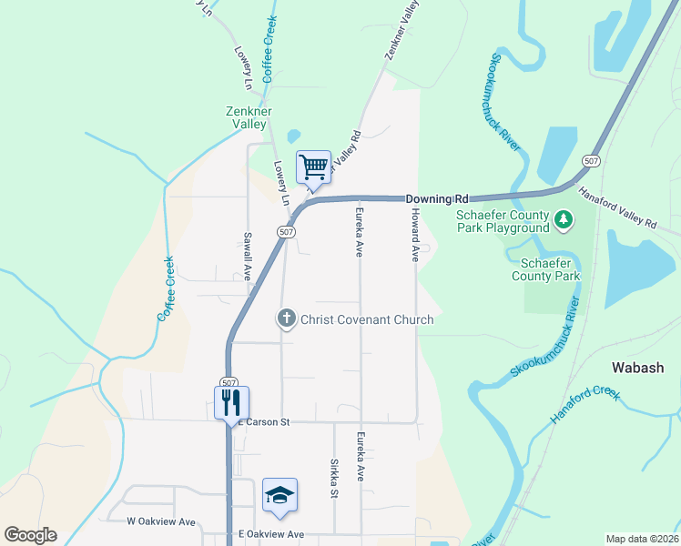map of restaurants, bars, coffee shops, grocery stores, and more near 311 Carol Road in Centralia