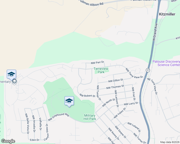map of restaurants, bars, coffee shops, grocery stores, and more near 2325 Northwest Ridge Line Drive in Pullman