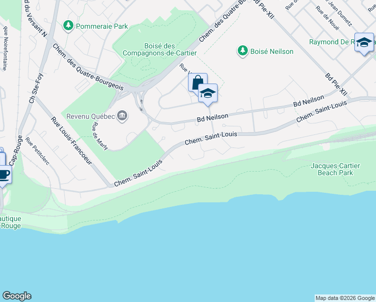 map of restaurants, bars, coffee shops, grocery stores, and more near 3883 Rue le Corbusier in Québec