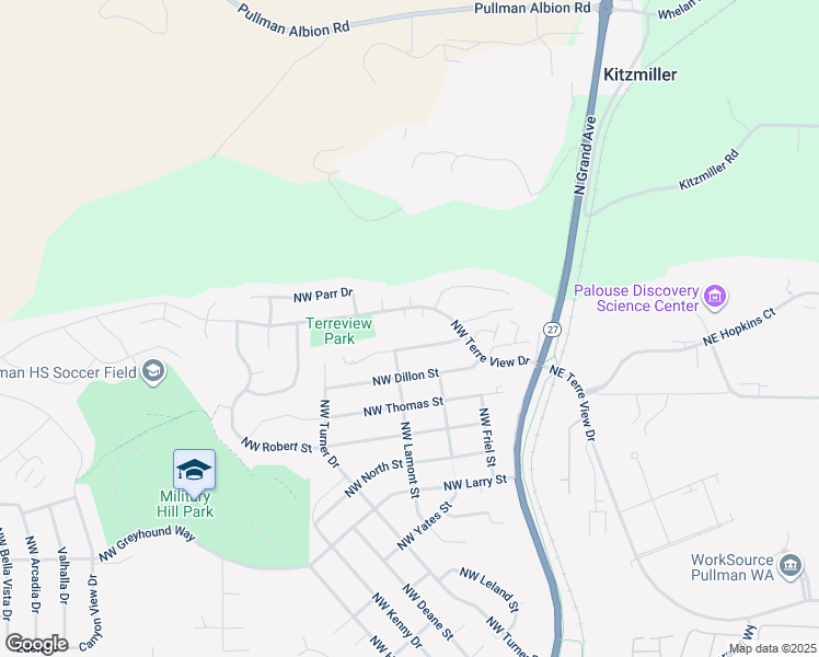 map of restaurants, bars, coffee shops, grocery stores, and more near 2505 Northwest Ravenna Court in Pullman