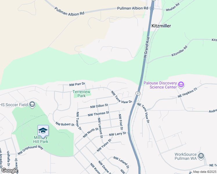 map of restaurants, bars, coffee shops, grocery stores, and more near 287 Northwest Clay Court in Pullman