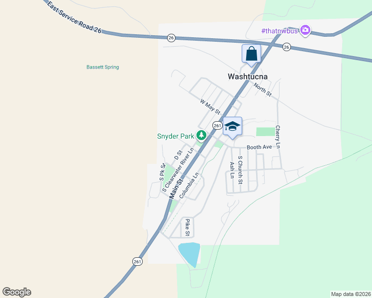 map of restaurants, bars, coffee shops, grocery stores, and more near 220 Main Street in Washtucna