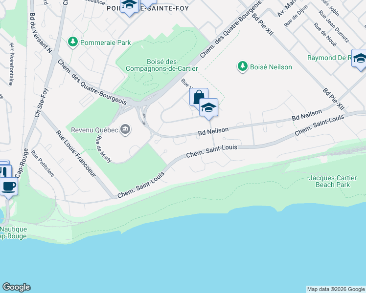 map of restaurants, bars, coffee shops, grocery stores, and more near 3801 Rue Jean F Grenon in Québec