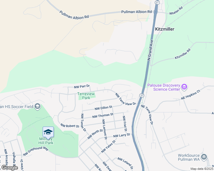 map of restaurants, bars, coffee shops, grocery stores, and more near 2505 Northwest Ravenna Court in Pullman
