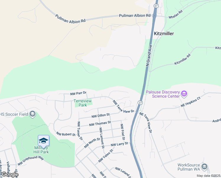 map of restaurants, bars, coffee shops, grocery stores, and more near 287 Northwest Clay Court in Pullman