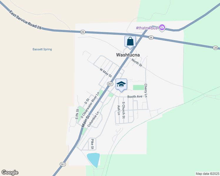 map of restaurants, bars, coffee shops, grocery stores, and more near Northeast E Street in Washtucna