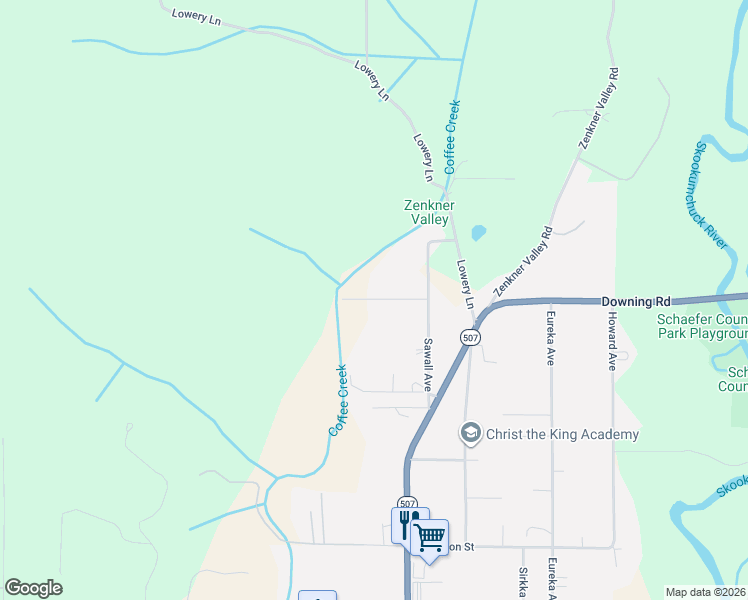 map of restaurants, bars, coffee shops, grocery stores, and more near 117 Sawall Avenue West in Centralia