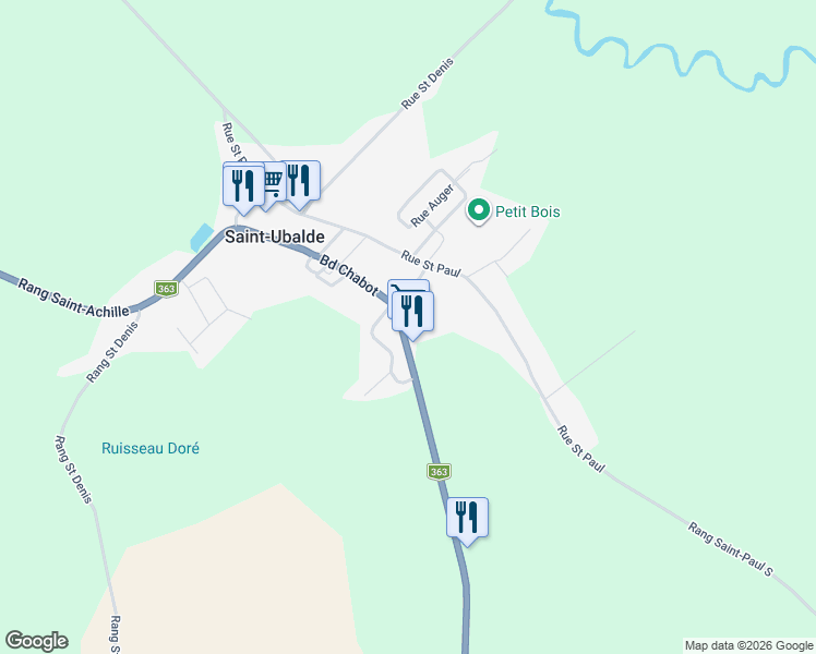 map of restaurants, bars, coffee shops, grocery stores, and more near 240 Rue du Moulin in Saint-Ubalde