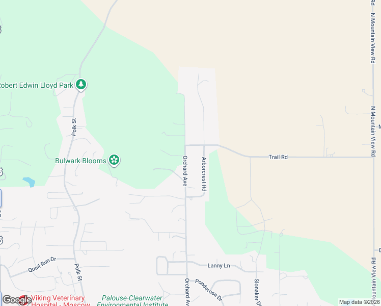 map of restaurants, bars, coffee shops, grocery stores, and more near 1075 1075 Trail in Moscow