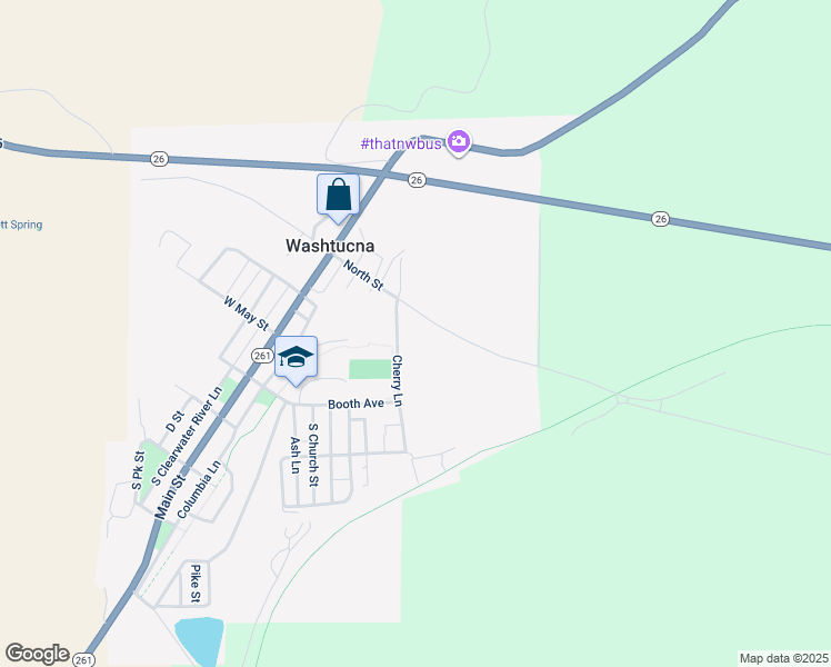 map of restaurants, bars, coffee shops, grocery stores, and more near 175 Cherry Lane in Washtucna