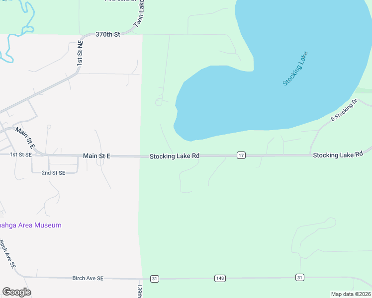 map of restaurants, bars, coffee shops, grocery stores, and more near 14220 Stocking Lake Road in Menahga