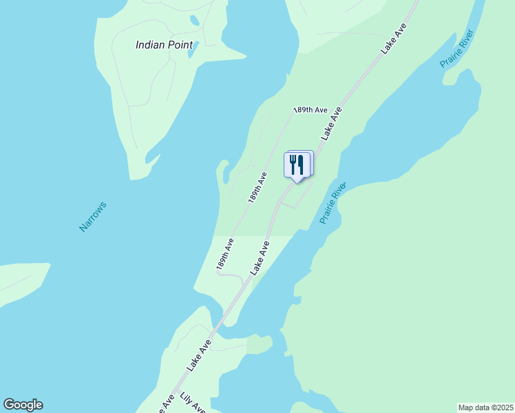 map of restaurants, bars, coffee shops, grocery stores, and more near 51260 189th Avenue in McGregor