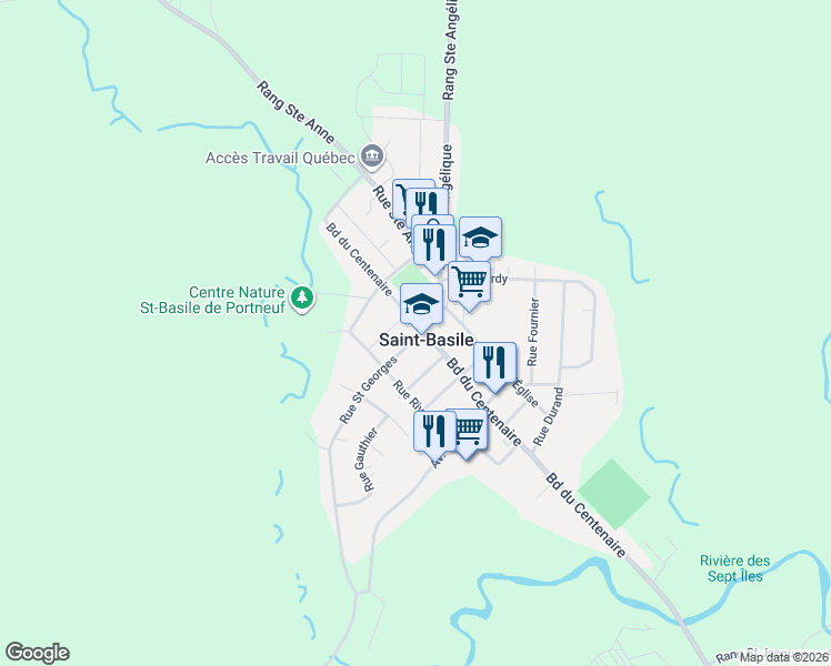 map of restaurants, bars, coffee shops, grocery stores, and more near 2 Rue Saint Georges in Saint-Basile