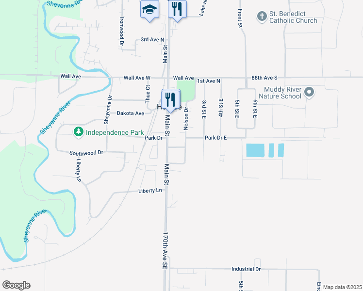 map of restaurants, bars, coffee shops, grocery stores, and more near 40 8th Avenue South in Horace