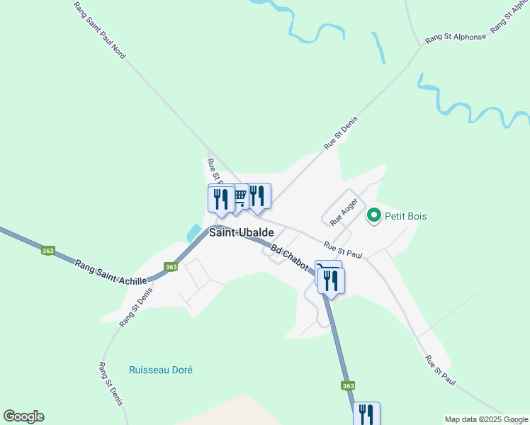 map of restaurants, bars, coffee shops, grocery stores, and more near Rang Saint-Achille in Capitale-Nationale