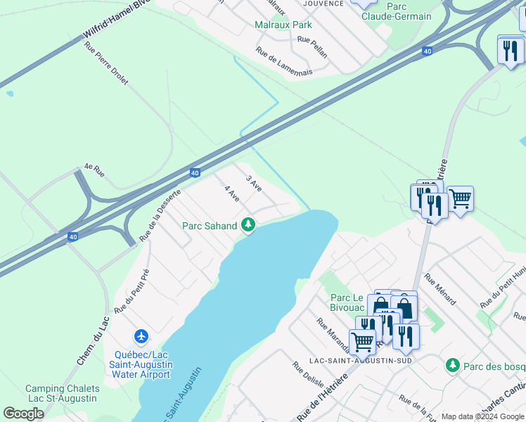 map of restaurants, bars, coffee shops, grocery stores, and more near 16 Rue des Éphémères in Québec