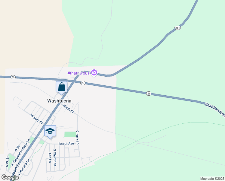 map of restaurants, bars, coffee shops, grocery stores, and more near 2077 Washington 26 in Washtucna