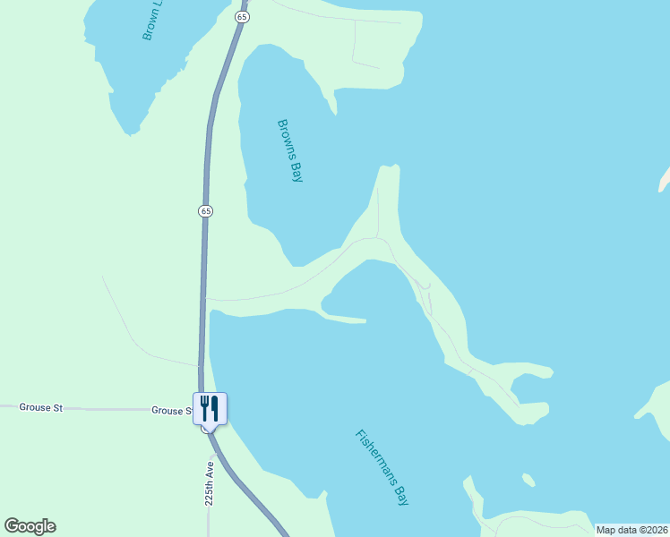 map of restaurants, bars, coffee shops, grocery stores, and more near 22211 512th Lane in McGregor