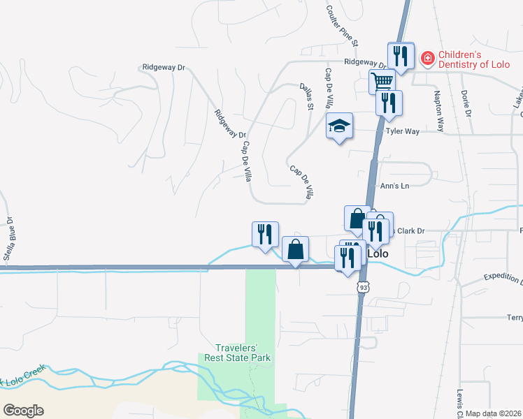 map of restaurants, bars, coffee shops, grocery stores, and more near 255-261 Capdevilla in Lolo