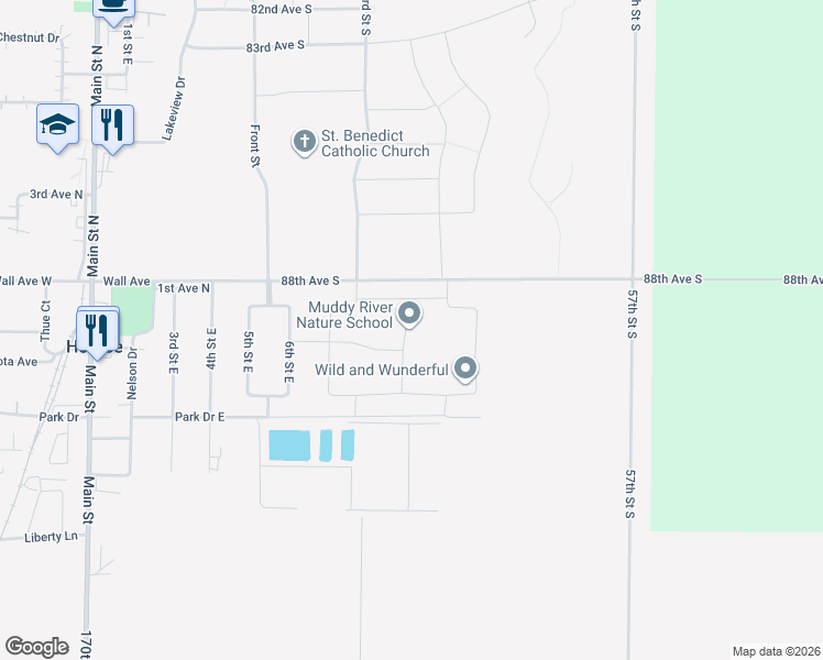 map of restaurants, bars, coffee shops, grocery stores, and more near 755 Prairie Avenue in Horace