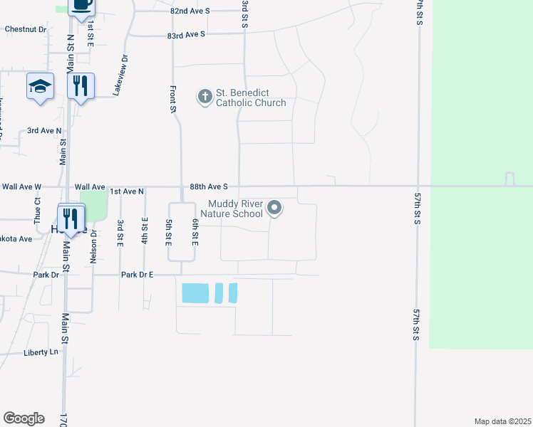 map of restaurants, bars, coffee shops, grocery stores, and more near 6450 88th Avenue South in Horace