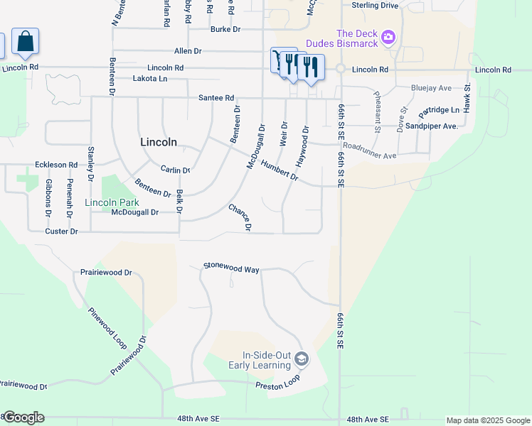 map of restaurants, bars, coffee shops, grocery stores, and more near 115 Montgomery Place in Lincoln