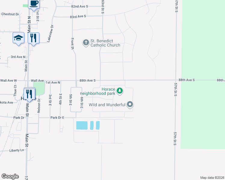 map of restaurants, bars, coffee shops, grocery stores, and more near 755 Prairie Avenue in Horace