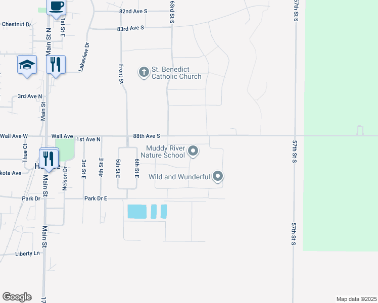 map of restaurants, bars, coffee shops, grocery stores, and more near 755 Prairie Avenue in Horace