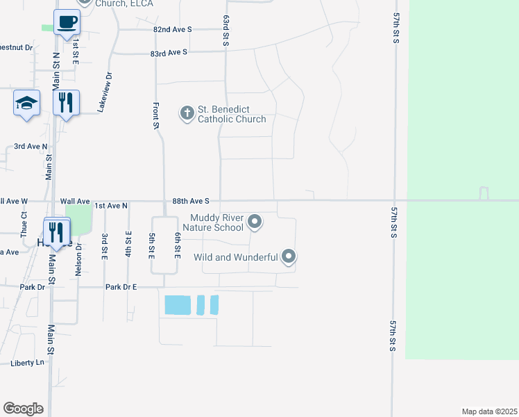 map of restaurants, bars, coffee shops, grocery stores, and more near 808 United Drive in Horace