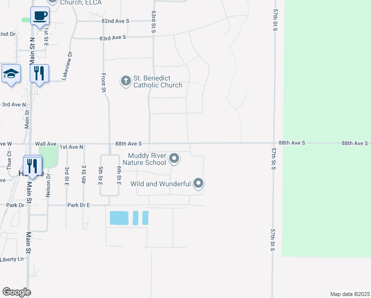 map of restaurants, bars, coffee shops, grocery stores, and more near 808 United Drive in Horace
