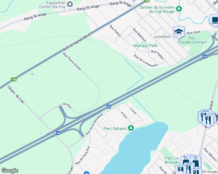 map of restaurants, bars, coffee shops, grocery stores, and more near Rue Joseph Guillemette in Québec