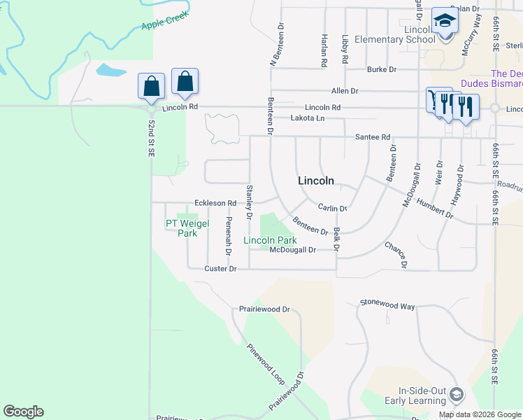 map of restaurants, bars, coffee shops, grocery stores, and more near 2-18 Stanley Road in Lincoln