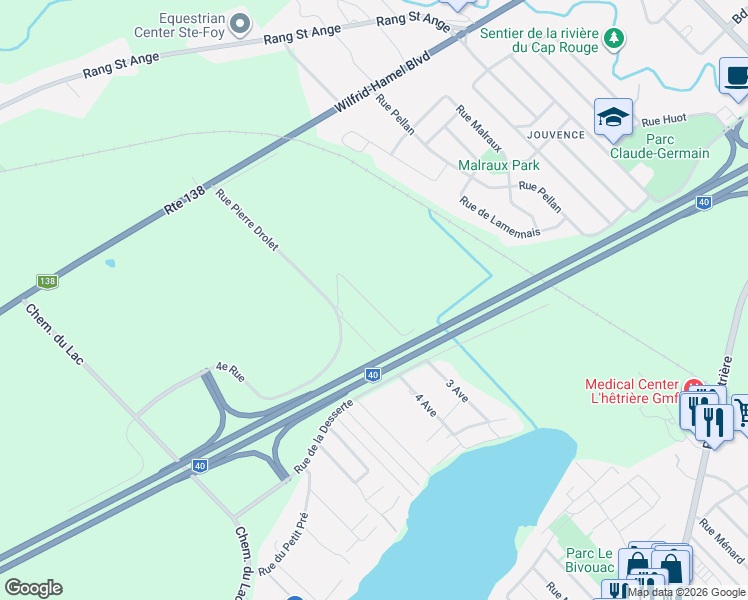 map of restaurants, bars, coffee shops, grocery stores, and more near Rue Joseph Guillemette in Québec