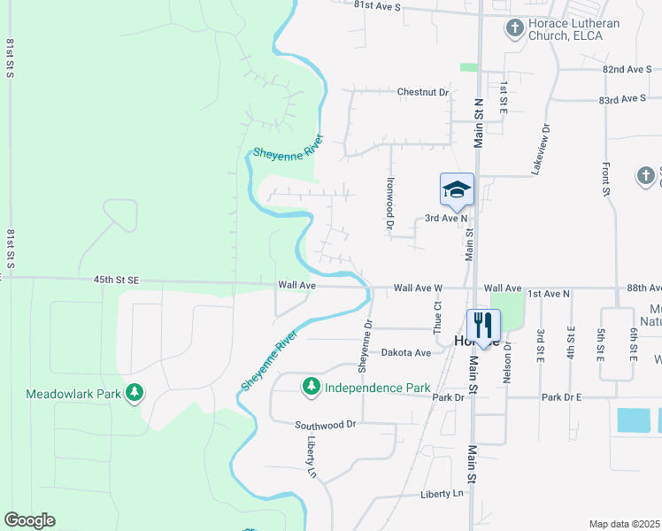 map of restaurants, bars, coffee shops, grocery stores, and more near 110 Apple Lane in Horace