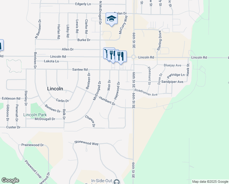 map of restaurants, bars, coffee shops, grocery stores, and more near 74 Haywood Drive in Lincoln
