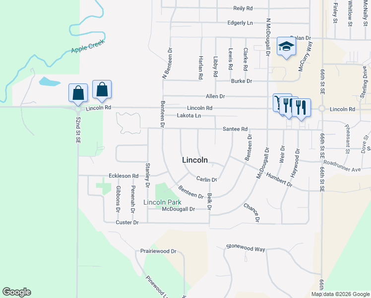 map of restaurants, bars, coffee shops, grocery stores, and more near in Lincoln