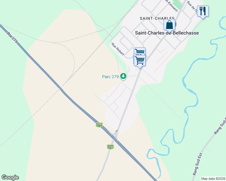 map of restaurants, bars, coffee shops, grocery stores, and more near 247 Rue Leclerc in Saint-Charles-de-Bellechasse