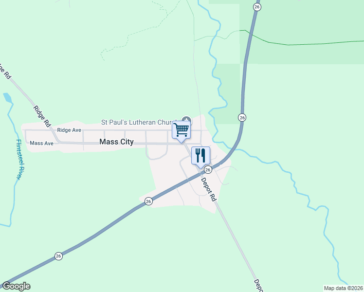 map of restaurants, bars, coffee shops, grocery stores, and more near 1418 Adventure Avenue in Mass City